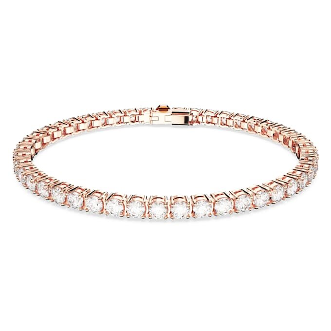 Matrix Tennis Bracelet Round Cut, White, Rose Gold-Tone Plated Matrix Tennis Bracelet Round Cut, White, Rose Gold-Tone Plated