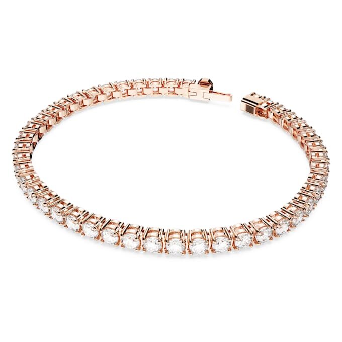 Matrix Tennis Bracelet Round Cut, White, Rose Gold-Tone Plated Matrix Tennis Bracelet Round Cut, White, Rose Gold-Tone Plated
