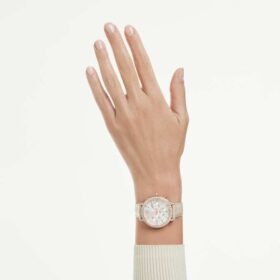 Matrix Tennis Chrono Watch Swiss Made, Leather Strap, Beige, Rose Gold-Tone Finish