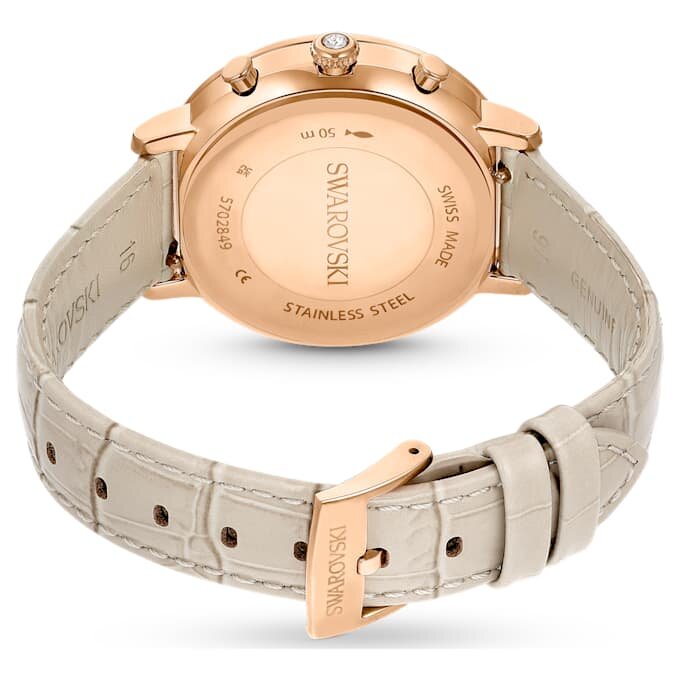 Matrix Tennis Chrono Watch Swiss Made, Leather Strap, Beige, Rose Gold-Tone Finish Matrix Tennis Chrono Watch Swiss Made, Leather Strap, Beige, Rose Gold-Tone Finish