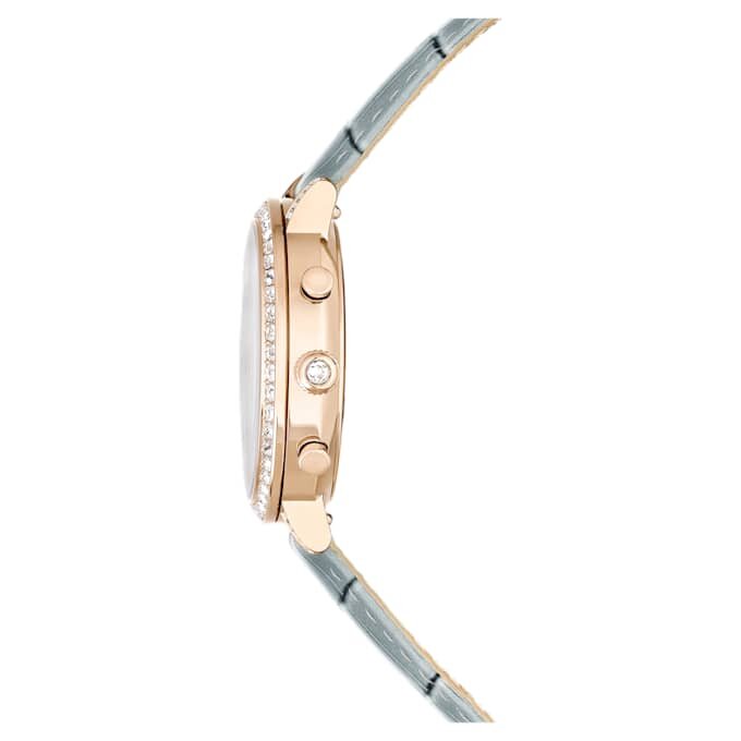 Matrix Tennis Chrono Watch Swiss Made, Leather Strap, Gray, Champagne Gold-Tone Finish Matrix Tennis Chrono Watch Swiss Made, Leather Strap, Gray, Champagne Gold-Tone Finish