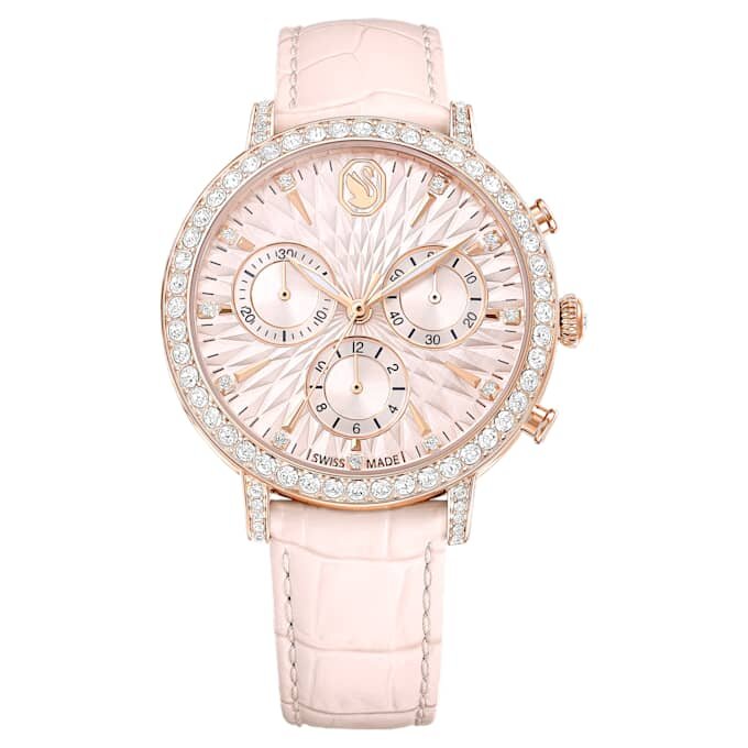 Matrix Tennis Chrono Watch Swiss Made, Leather Strap, Pink, Rose Gold-Tone Finish Matrix Tennis Chrono Watch Swiss Made, Leather Strap, Pink, Rose Gold-Tone Finish