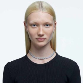 Matrix Tennis Necklace Pear Cut, White, Rhodium Plated Matrix Tennis Necklace Pear Cut, White, Rhodium Plated