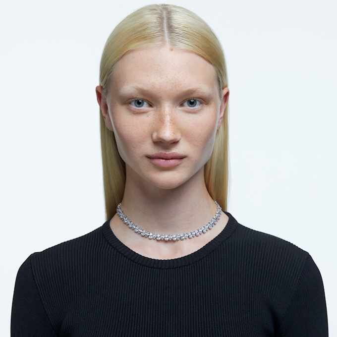 Matrix Tennis Necklace Pear Cut, White, Rhodium Plated Matrix Tennis Necklace Pear Cut, White, Rhodium Plated