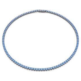 Matrix Tennis Necklace Round Cut, Blue, Ruthenium Plated Matrix Tennis Necklace Round Cut, Blue, Ruthenium Plated