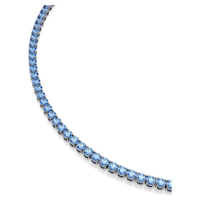 Matrix Tennis Necklace Round Cut, Blue, Ruthenium Plated Matrix Tennis Necklace Round Cut, Blue, Ruthenium Plated