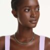 Matrix Tennis Necklace Round Cut, Green, Ruthenium Plated Matrix Tennis Necklace Round Cut, Green, Ruthenium Plated