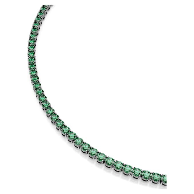 Matrix Tennis Necklace Round Cut, Green, Ruthenium Plated Matrix Tennis Necklace Round Cut, Green, Ruthenium Plated