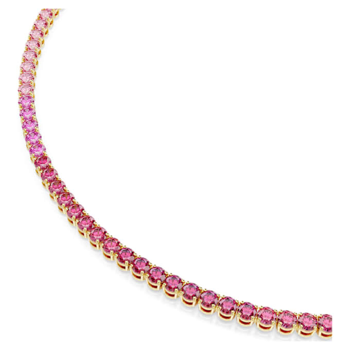 Matrix Tennis Necklace Round Cut, Pink, Gold-Tone Plated Matrix Tennis Necklace Round Cut, Pink, Gold-Tone Plated