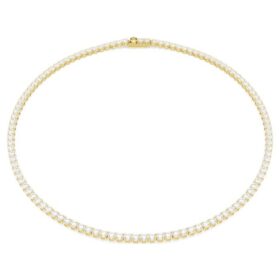 Matrix Tennis Necklace Round Cut, White, Gold-Tone Plated Matrix Tennis Necklace Round Cut, White, Gold-Tone Plated