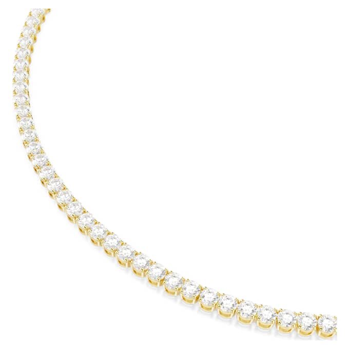 Matrix Tennis Necklace Round Cut, White, Gold-Tone Plated Matrix Tennis Necklace Round Cut, White, Gold-Tone Plated
