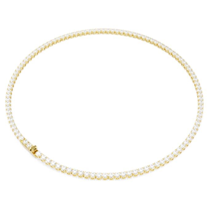 Matrix Tennis Necklace Round Cut, White, Gold-Tone Plated Matrix Tennis Necklace Round Cut, White, Gold-Tone Plated
