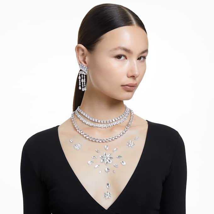 Matrix Tennis Necklace Square Cut, White, Rhodium Plated Matrix Tennis Necklace Square Cut, White, Rhodium Plated