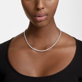 Matrix Tennis Necklace Round Cut, White, Rhodium Plated Matrix Tennis Necklace Round Cut, White, Rhodium Plated
