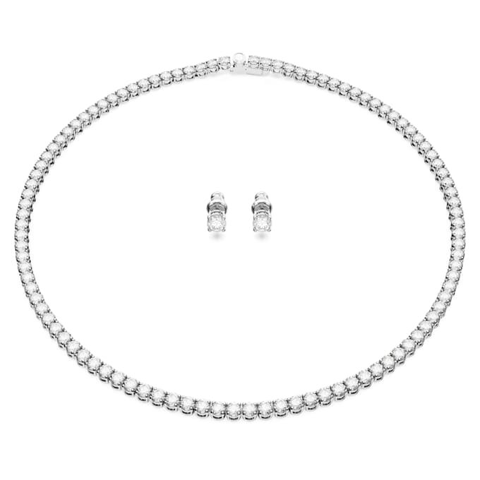 Matrix Tennis Set Round Cut, White, Rhodium Plated Matrix Tennis Set Round Cut, White, Rhodium Plated