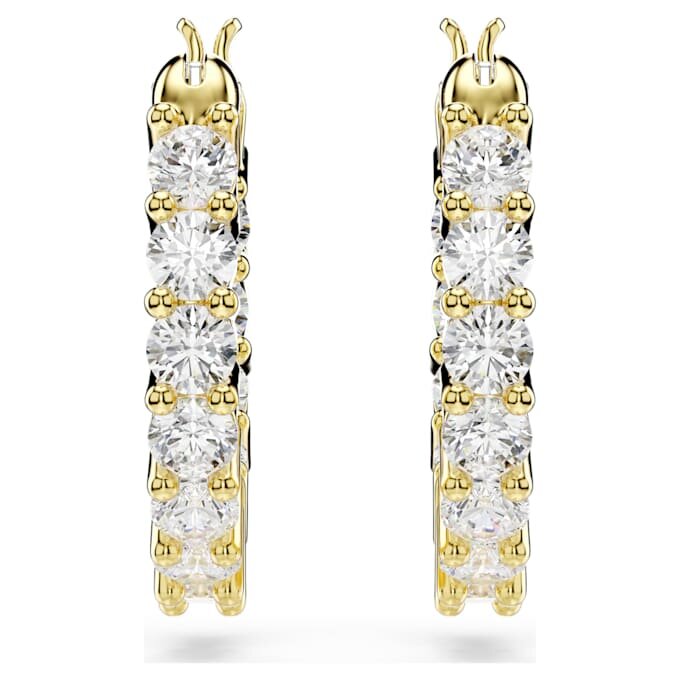 Matrix Vittore Hoop Earrings Round Cut, White, Gold-Tone Plated Matrix Vittore Hoop Earrings Round Cut, White, Gold-Tone Plated