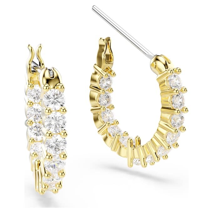 Matrix Vittore Hoop Earrings Round Cut, White, Gold-Tone Plated Matrix Vittore Hoop Earrings Round Cut, White, Gold-Tone Plated