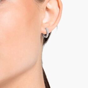 Matrix Vittore Hoop Earrings Round Cut, White, Rhodium Plated Matrix Vittore Hoop Earrings Round Cut, White, Rhodium Plated