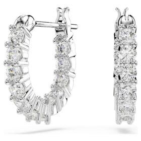 Matrix Vittore Hoop Earrings Round Cut, White, Rhodium Plated Matrix Vittore Hoop Earrings Round Cut, White, Rhodium Plated