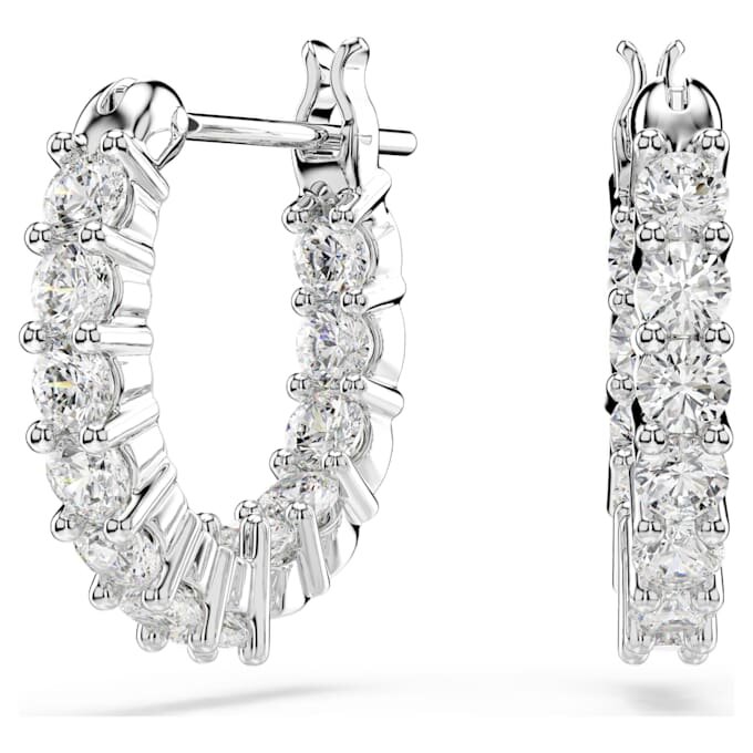 Matrix Vittore Hoop Earrings Round Cut, White, Rhodium Plated Matrix Vittore Hoop Earrings Round Cut, White, Rhodium Plated