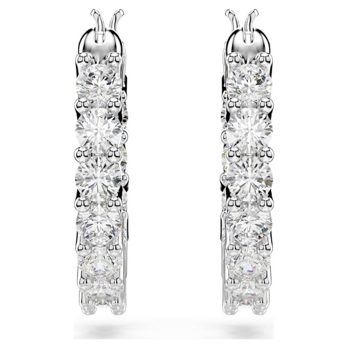 Matrix Vittore Hoop Earrings Round Cut, White, Rhodium Plated Matrix Vittore Hoop Earrings Round Cut, White, Rhodium Plated