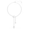 Matrix Y Necklace Crystal Pearl, Round Cut, White, Rhodium Plated Matrix Y Necklace Crystal Pearl, Round Cut, White, Rhodium Plated