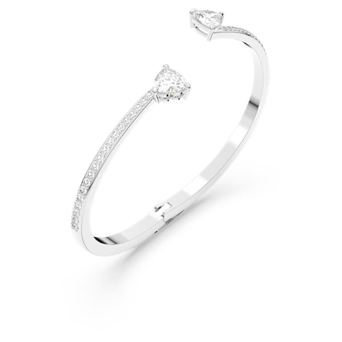 Mesmera Bangle Heart, White, Rhodium Plated Mesmera Bangle Heart, White, Rhodium Plated