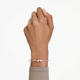 Mesmera Bangle Mixed Cuts, White, Rose Gold-Tone Plated