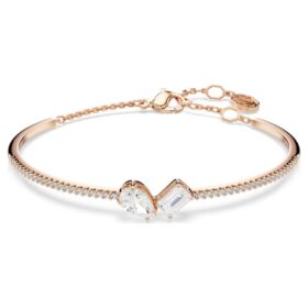 Mesmera Bangle Mixed Cuts, White, Rose Gold-Tone Plated
