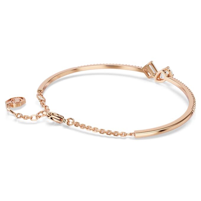 Mesmera Bangle Mixed Cuts, White, Rose Gold-Tone Plated Mesmera Bangle Mixed Cuts, White, Rose Gold-Tone Plated