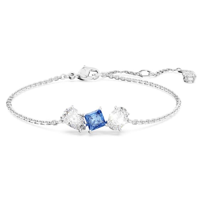 Mesmera Bracelet Mixed Cuts, Blue, Rhodium Plated Mesmera Bracelet Mixed Cuts, Blue, Rhodium Plated