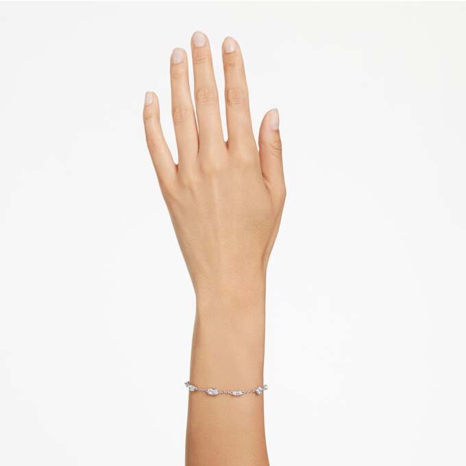 Mesmera Bracelet Mixed Cuts, Scattered Design, White, Rhodium Plated Mesmera Bracelet Mixed Cuts, Scattered Design, White, Rhodium Plated