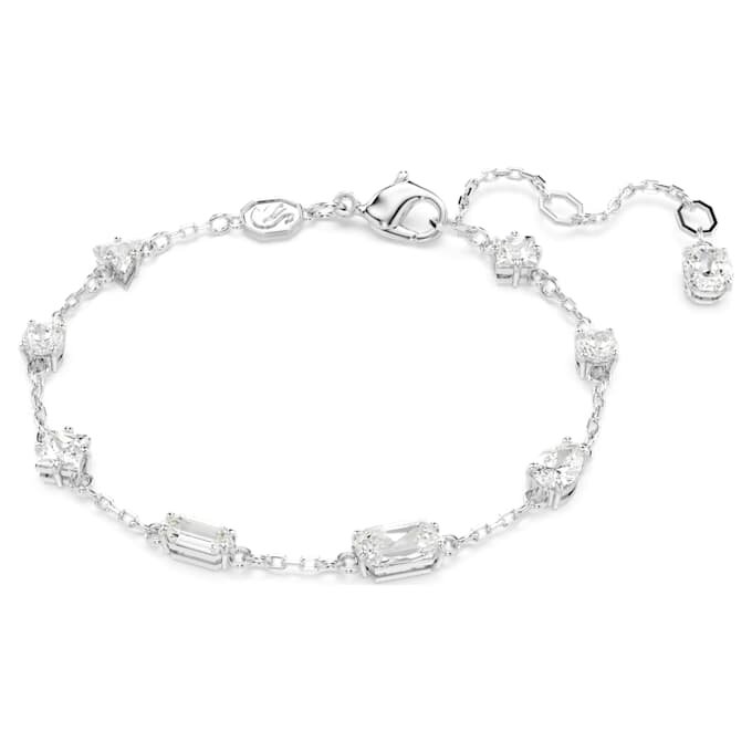 Mesmera Bracelet Mixed Cuts, Scattered Design, White, Rhodium Plated Mesmera Bracelet Mixed Cuts, Scattered Design, White, Rhodium Plated