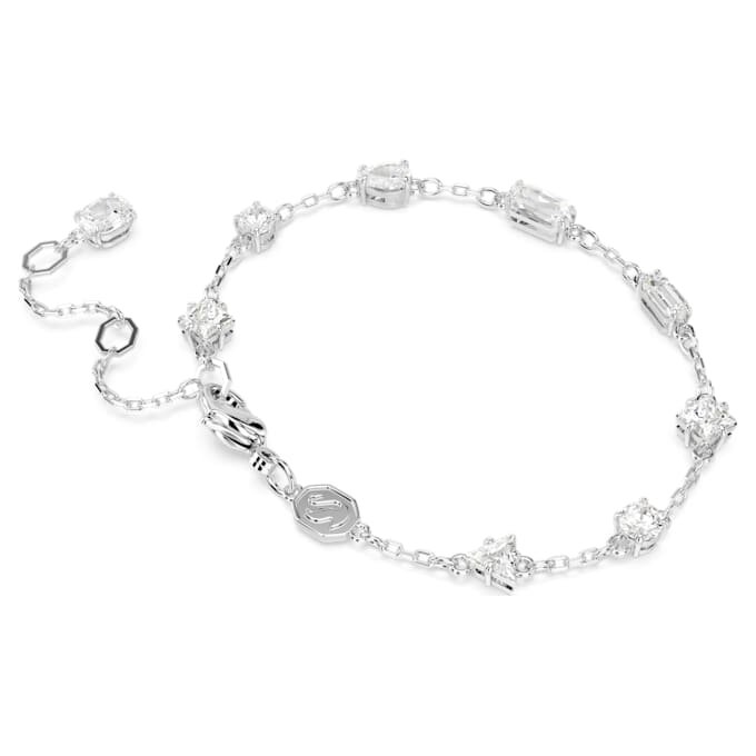 Mesmera Bracelet Mixed Cuts, Scattered Design, White, Rhodium Plated Mesmera Bracelet Mixed Cuts, Scattered Design, White, Rhodium Plated
