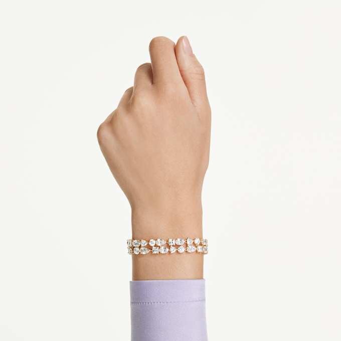 Mesmera Bracelet Mixed Cuts, White, Gold-Tone Plated Mesmera Bracelet Mixed Cuts, White, Gold-Tone Plated