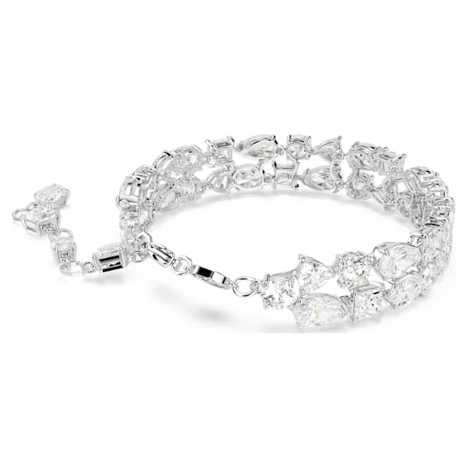 Mesmera Bracelet Mixed Cuts, White, Rhodium Plated Mesmera Bracelet Mixed Cuts, White, Rhodium Plated