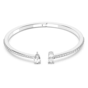 Mesmera Cuff Mixed Cuts, White, Rhodium Plated