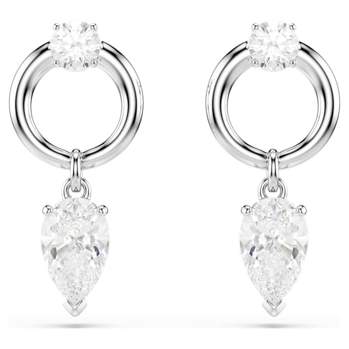 Mesmera Drop Earrings Mixed Cuts, White, Rhodium Plated Mesmera Drop Earrings Mixed Cuts, White, Rhodium Plated