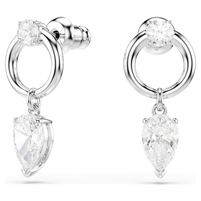 Mesmera Drop Earrings Mixed Cuts, White, Rhodium Plated Mesmera Drop Earrings Mixed Cuts, White, Rhodium Plated