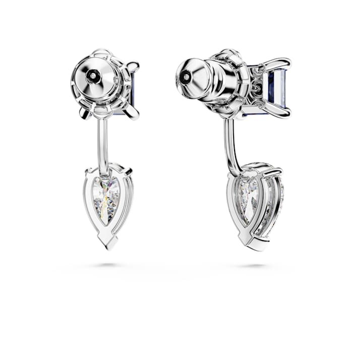 Mesmera Earring Jackets Mixed Cuts, Detachable, Blue, Rhodium Plated Mesmera Earring Jackets Mixed Cuts, Detachable, Blue, Rhodium Plated
