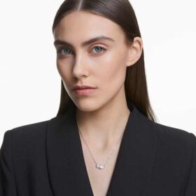 Mesmera Necklace Heart, White, Rhodium Plated