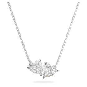 Mesmera Necklace Heart, White, Rhodium Plated