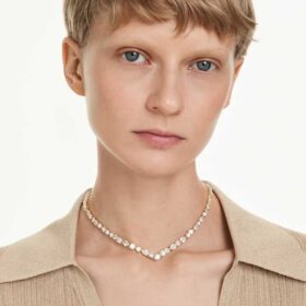 Mesmera Necklace Mixed Cuts, White, Gold-Tone Plated