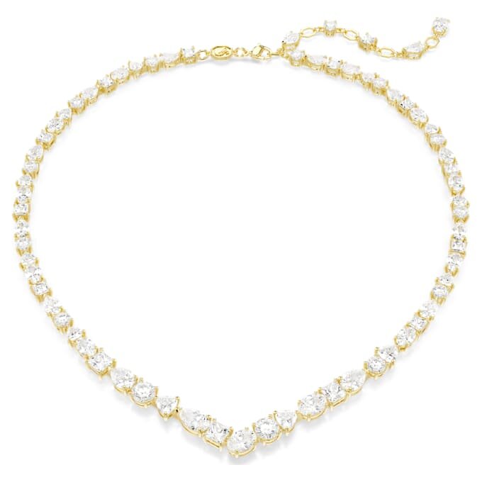 Mesmera Necklace Mixed Cuts, White, Gold-Tone Plated Mesmera Necklace Mixed Cuts, White, Gold-Tone Plated