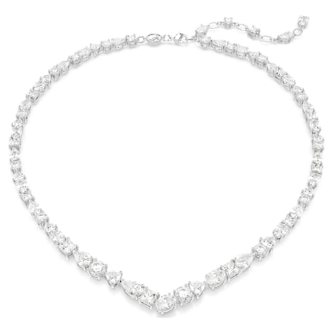 Mesmera Necklace Mixed Cuts, White, Rhodium Plated Mesmera Necklace Mixed Cuts, White, Rhodium Plated