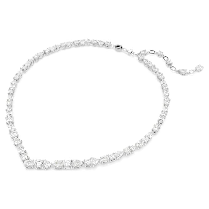 Mesmera Necklace Mixed Cuts, White, Rhodium Plated Mesmera Necklace Mixed Cuts, White, Rhodium Plated