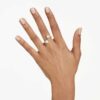 Mesmera Open Ring Heart Cut, Pavé, White, Gold-Tone Plated Mesmera Open Ring Heart Cut, Pavé, White, Gold-Tone Plated