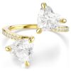 Mesmera Open Ring Heart Cut, Pavé, White, Gold-Tone Plated Mesmera Open Ring Heart Cut, Pavé, White, Gold-Tone Plated