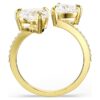 Mesmera Open Ring Heart Cut, Pavé, White, Gold-Tone Plated Mesmera Open Ring Heart Cut, Pavé, White, Gold-Tone Plated