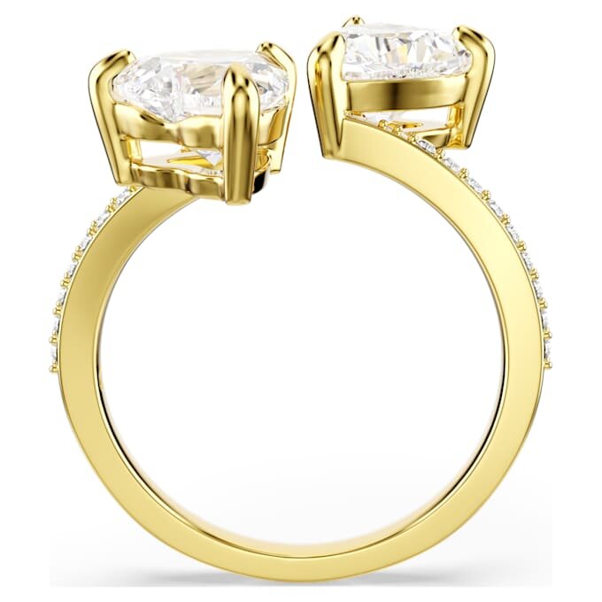 Mesmera Open Ring Heart Cut, Pavé, White, Gold-Tone Plated Mesmera Open Ring Heart Cut, Pavé, White, Gold-Tone Plated